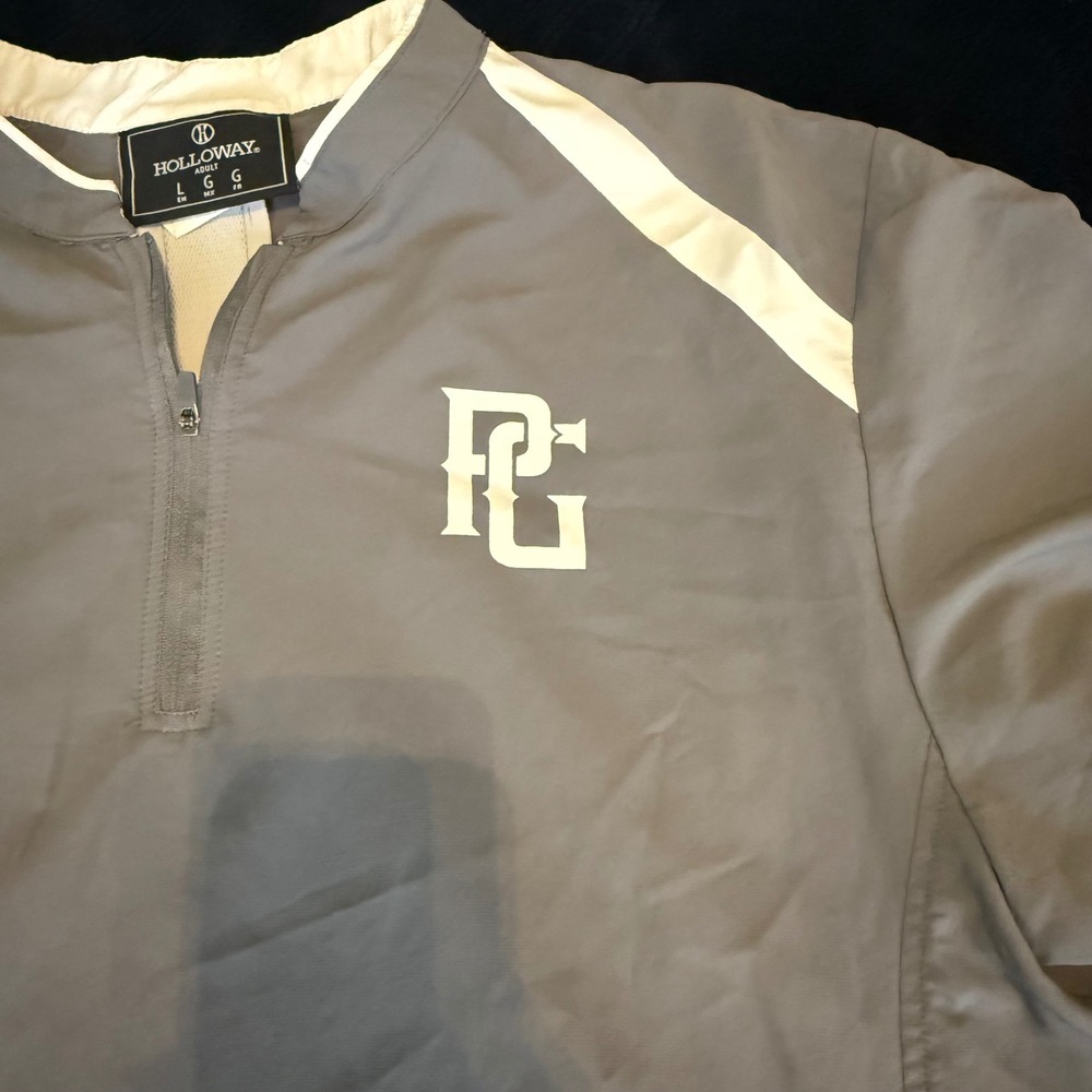 Holloway Mens Perfect Game PG Quarter Zip Windshirt Gray Short Sleeve Large - Picture 2 of 10